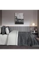 Adia Lacivert Çift Kişilik %100 Pamuk Saten Nevresim Takımı ve Yatak Örtüsü Seti