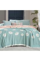 Berni Yeşil Çift Kişilik %100 Pamuk İpliği Boyalı Pike Takımı