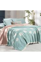 Berni Yeşil Çift Kişilik %100 Pamuk İpliği Boyalı Pike Takımı