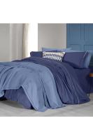 Eva Eldon Mavi Çift Kişilik %100 Pamuk Nevresim Takımı Ve Pike Seti