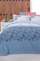 Eva Mia Mavi Tek Kişilik %100 Pamuk Nevresim Takımı ve Pike Seti