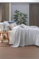 Flint Mavi %100 Pamuk Çift Kişilik Yatak Örtüsü