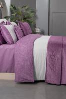 Floris Mor Çift Kişilik %100 Pamuk Nevresim Takımı ve Yatak Örtüsü Seti