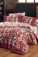 Gilya Bordo King Size (Battal Boy) %100 Pamuk Poplin Yıkamalı Çift Taraflı Nevresim Takımı