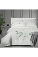 Leandra Çift Kişilik %100 Pamuk Saten "300 TC" Nevresim Takımı Beyaz