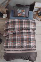 Ranforce %100 Pamuk Tek Kişilik Nevresim Takımı Rock Inroll Gri