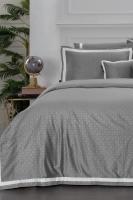 Sarov Gri Çift Kişilik %100 Pamuk Saten 400 TC Nevresim Takımı